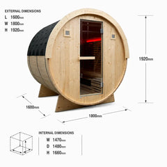 OUTDOOR INFRARED 6 PERSON BARREL SAUNA