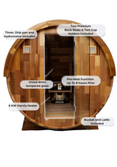 OUTDOOR CEDAR 6 PERSON TRADITIONAL BARREL SAUNA Rejuvenex Spas